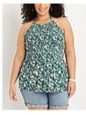 Maurices Halter Top Tie Neck 3X Blue New WOT Smocked Summer